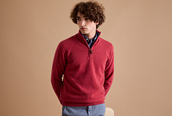 Red and Dark Blue Mottled half-zip wool jumper - KEYDEN