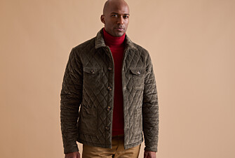 Men's Dark Olive Velvet Quilted Jacket - FILIBERT