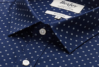 Navy Blue shirt with white prints - Straight collar - ALPHIDE