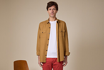 Men's overshirt in cotton/linen Dark Camel - CORANTIN