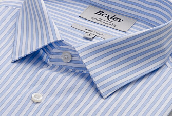 Light blue and white striped shirt - French collar - LEONDRE