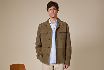 Khaki Suede Men's Leather Jacket - SEDRICK