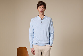 Men’s Dress Knit Pullover Light Blue Melange - Polo Collar - BRAIDEN ML