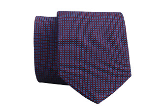 Silk tie with micro pattern Burgundy and blue