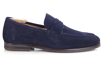 Navy Suede Men's penny loafers - Rubber Outsole - DERVIO II GOMME