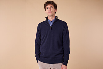 Mottled  Hazelnut and Navy half-zip wool jumper - KEYDEN II