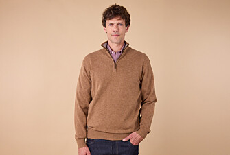 Hazelnut and Heather Grey half-zip wool jumper - KEYDEN II