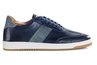 Men’s leather sneakers – Patinated navy and grey suede - NANGKITA