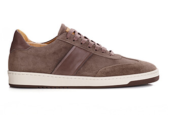 Men’s leather sneakers – Taupe suede and brown - NANGKITA