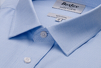 Men’s blue twill shirt with a textured finish - VERNON