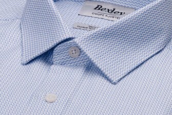 Men’s light blue twill shirt with a textured finish - VILMOND CLASSIC