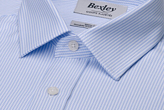 Fine striped shirt for men in Light Blue & White - DAMELIN