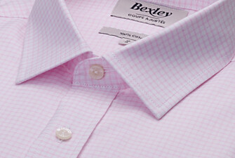 Men’s adjusted fit fine checked shirt in light pink - VIBERT