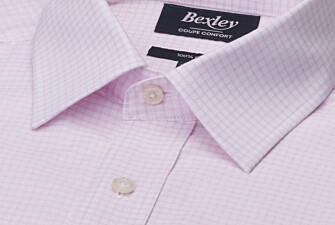 Men’s comfort fit fine checked shirt in light pink - VALMAR