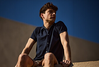 Shirt-style polo for men - Navy - BRAXTEN