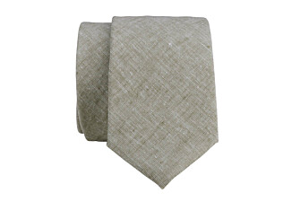 Khaki Chambray Cotton and Linen Tie