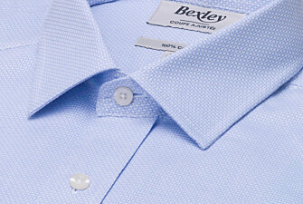 Men's light blue micro-pattern poplin shirt - LOUVAIN