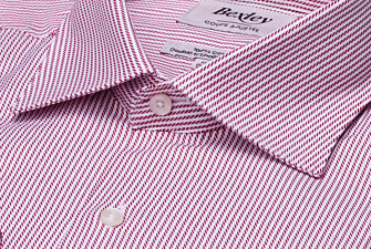Men's striped burgundy twill shirt - DINO
