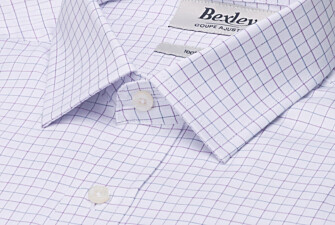 Men's navy and purple checked shirt - JÉRÉMIEN