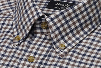 Men's blue and brown gingham flannel shirt - JAIDEN