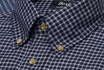 Men's navy and white checked flannel shirt - RODSAY