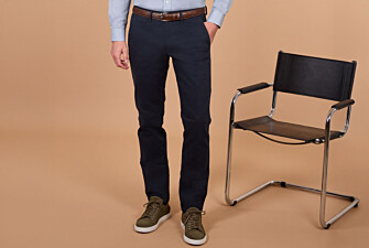Men's navy cotton dobby chino trousers - NILAN