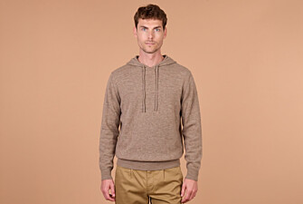 Men's taupe mélange lambswool hoodie jumper - HOODRICK