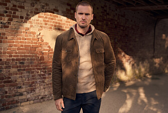 Men's quilted overshirt jacket in khaki velvet - CARSTEN
