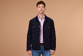 Men's quilted overshirt jacket in navy velvet - CARSTEN