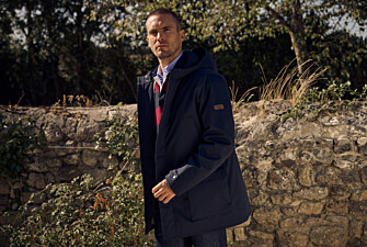 Men's navy water repellent hooded parka - ALVEN