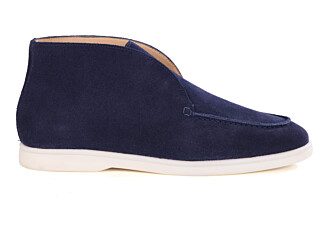 Men's navy suede low Chelsea boot - ANKONA