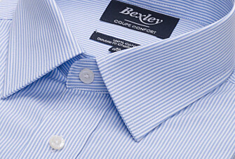 Shirt with thin blue stripes - Chest pocket - AUGUSTIN