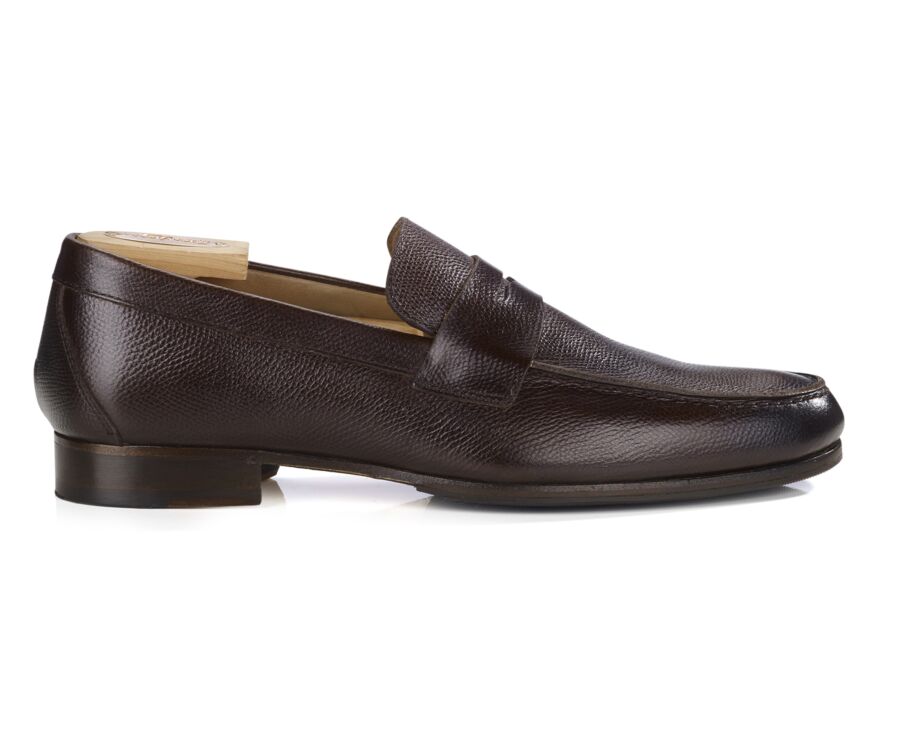 Grained Chocolate leather loafers - DAVIES