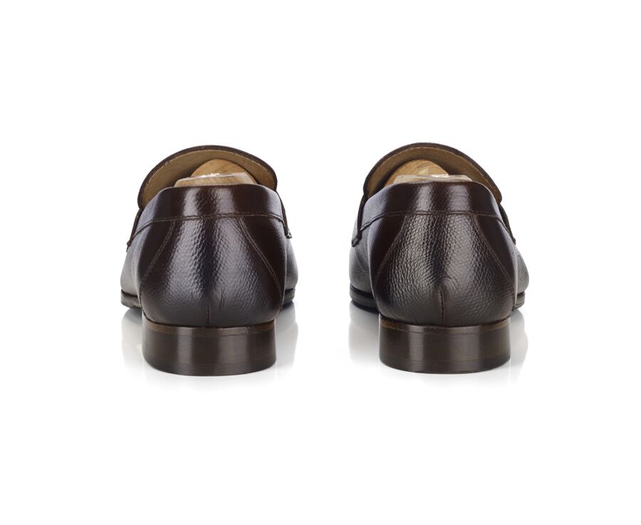 Grained Chocolate leather loafers - DAVIES