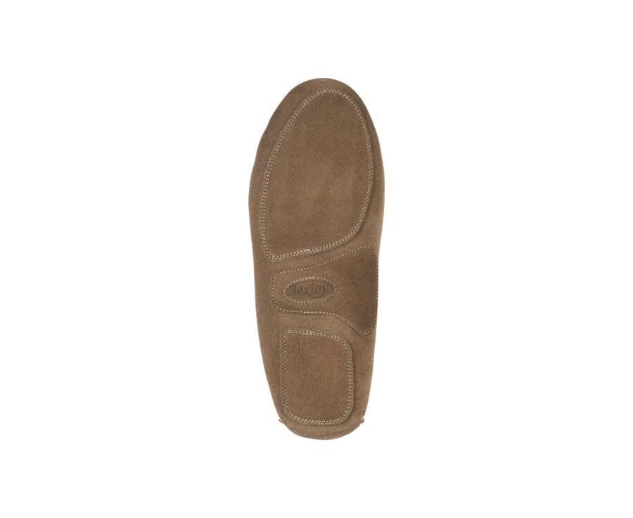 Light Taupe Suede Wool Lining Moccasin slippers