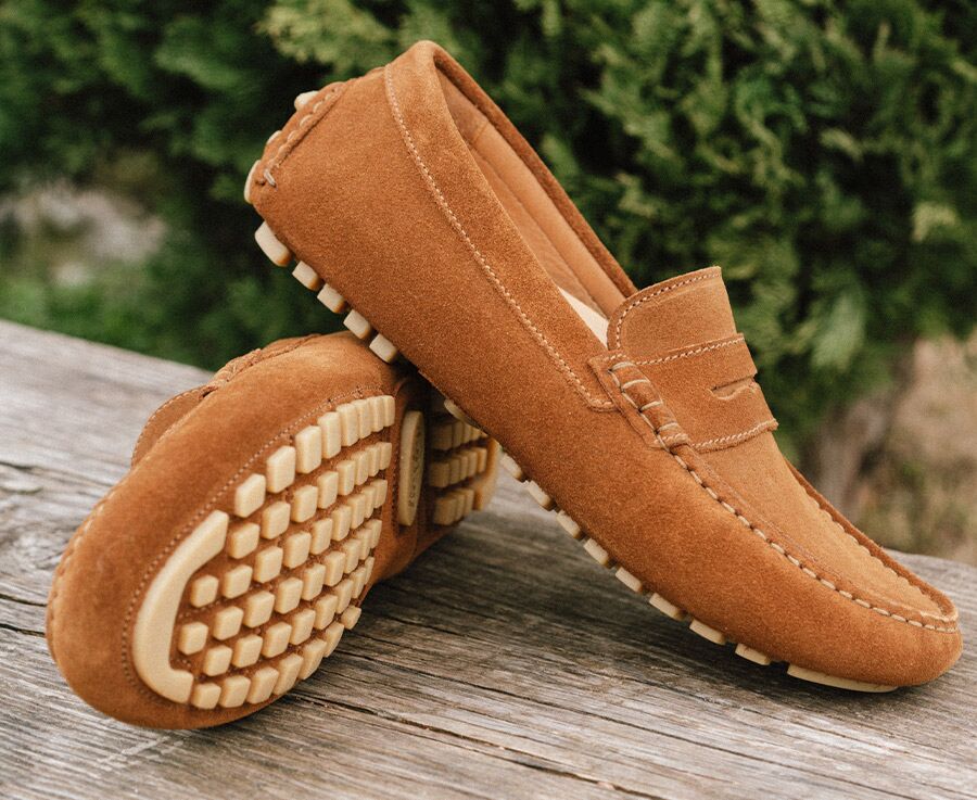 Men's Caramel Suede Driving shoes - FERGUSON