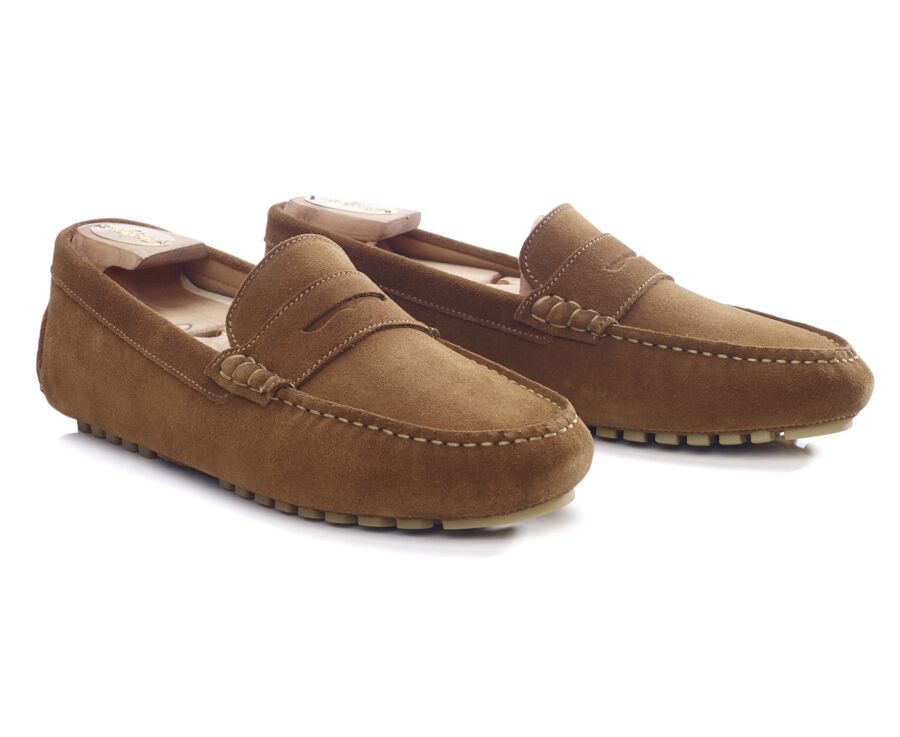 Men's Caramel Suede Driving shoes - FERGUSON