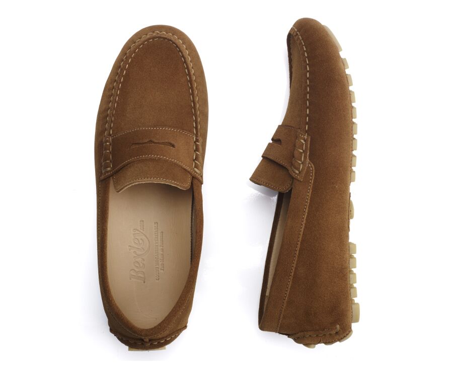 Men's Caramel Suede Driving shoes - FERGUSON