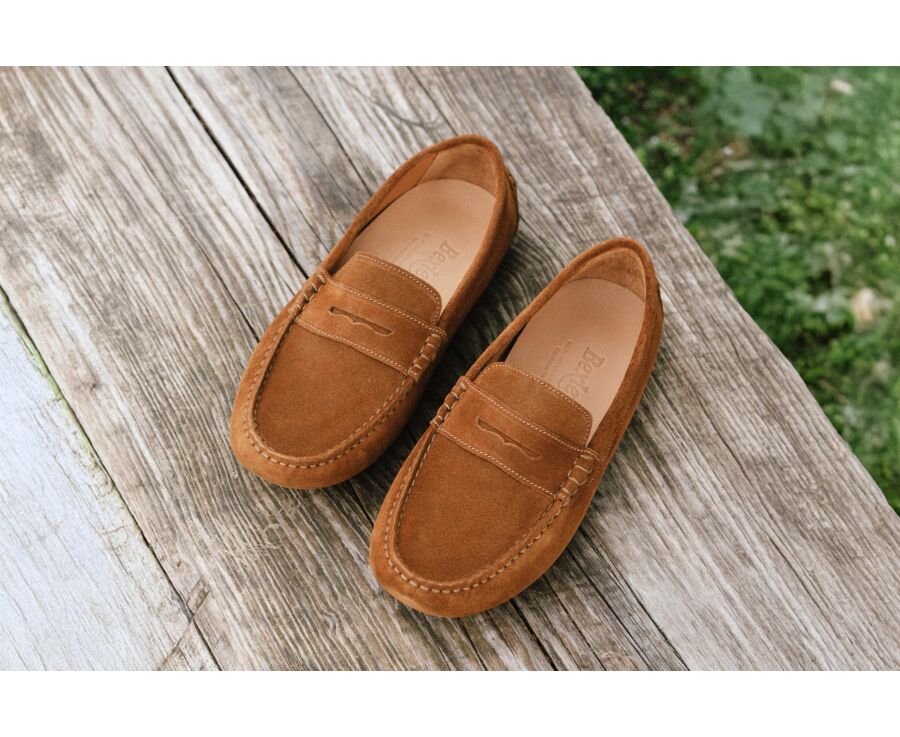 Men's Caramel Suede Driving shoes - FERGUSON