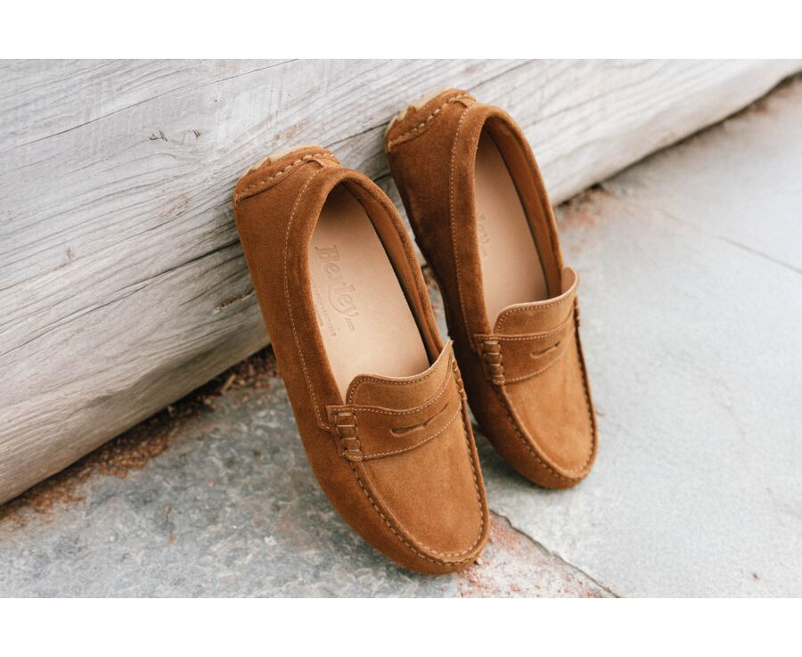 Men's Caramel Suede Driving shoes - FERGUSON