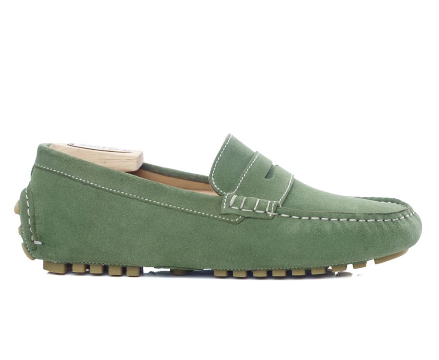 Green Velvet Men's Driving Moccasins - FERGUSON