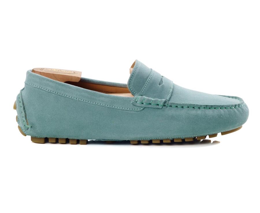 Green Mint Suade Men's Driving Moccassins - FERGUSON
