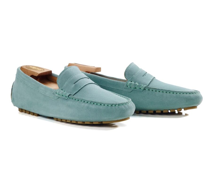 Green Mint Suade Men's Driving Moccassins - FERGUSON
