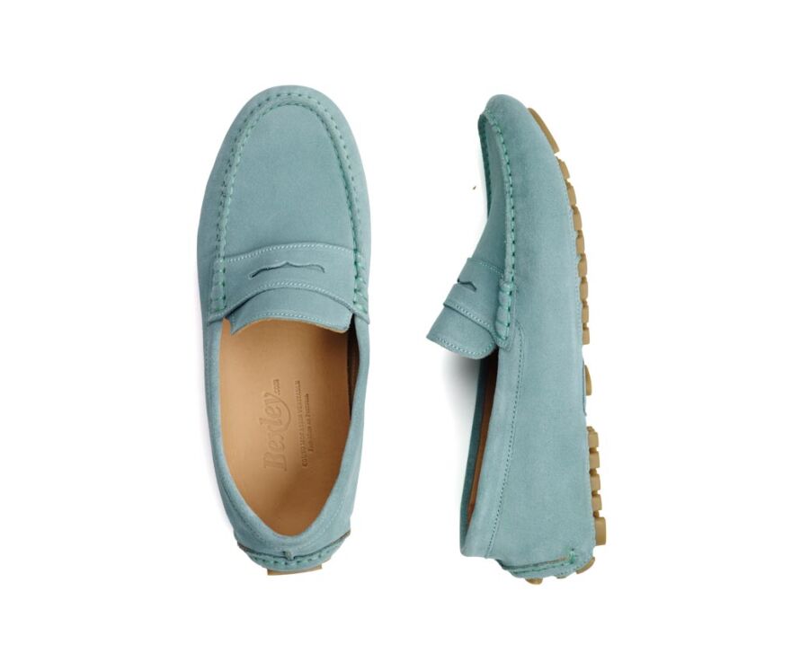 Green Mint Suade Men's Driving Moccassins - FERGUSON