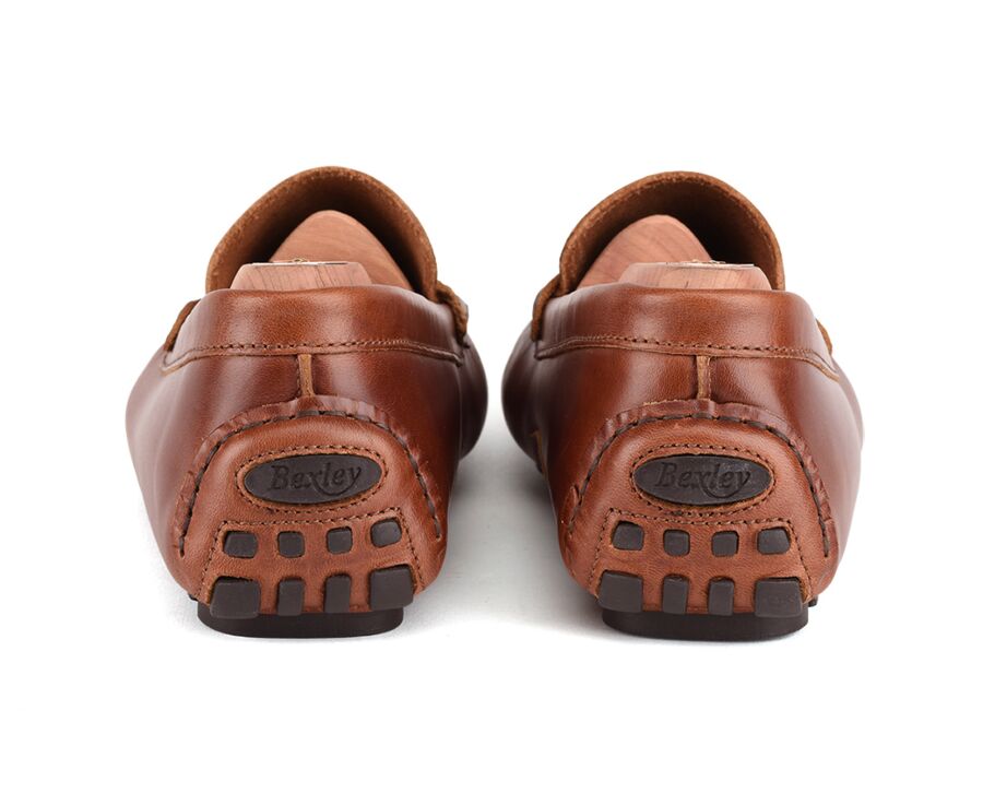Dark Chestnut Leather Men's Driving Moccasins - FERGUSON
