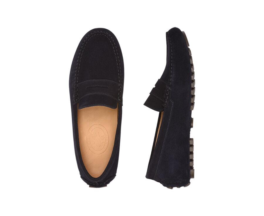 Navy suede Men's Driving Moccasins - FERGUSON