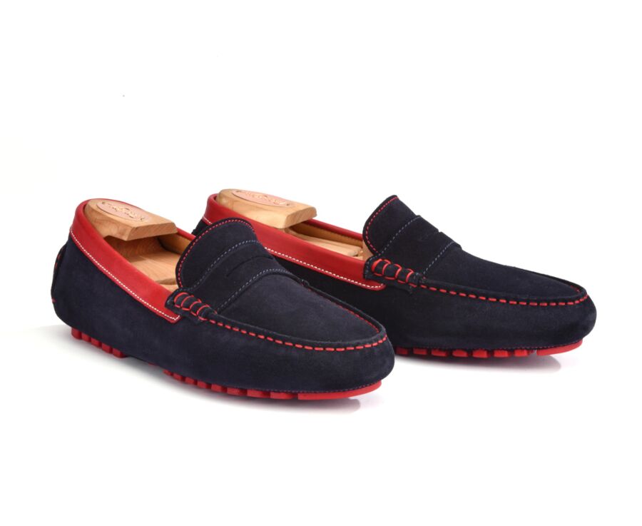 Navy & Red Suede Driving shoes - FERGUSON