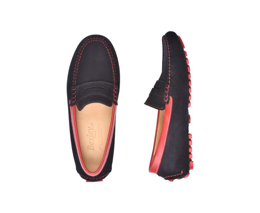 Navy & Red Suede Driving shoes - FERGUSON