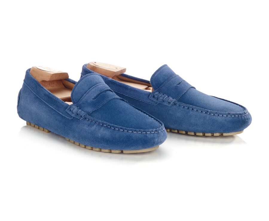 Indigo Blue Suade Men's Driving Moccassins - FERGUSON