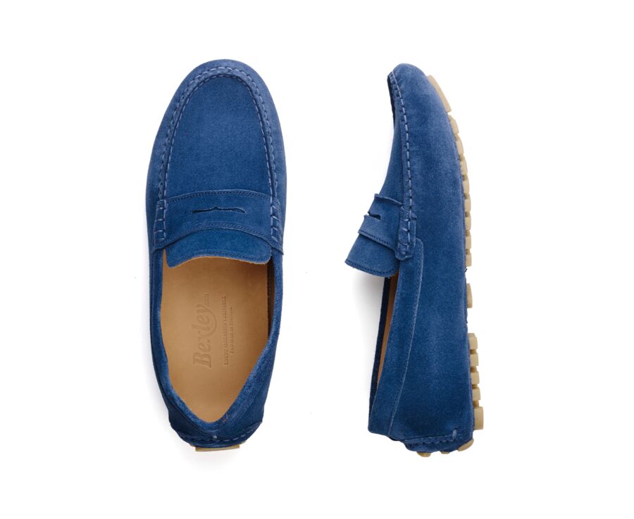 Indigo Blue Suade Men's Driving Moccassins - FERGUSON
